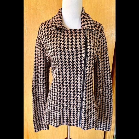 Chaps Jackets & Blazers - NWT-Chaps Houndstooth Print Moto Jacket